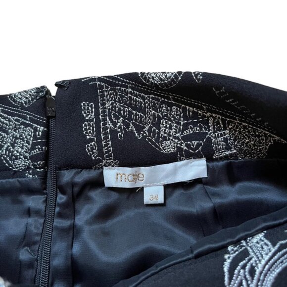 MAJE Black and White Embroidered Shorts Size XS - Picture 3 of 5